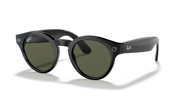 Ray Ban Stories Round Shiny Black G15 Green