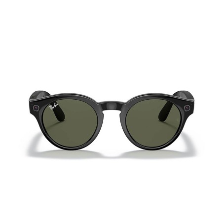 Ray Ban Stories Round Shiny Black G15 Green