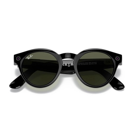 Ray Ban Stories Round Shiny Black G15 Green