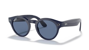 Ray Ban Stories Round Shiny Blue Dark Blue Polar