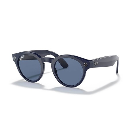 Ray Ban Stories Round Shiny Blue Dark Blue Polar