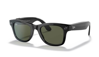 Ray Ban Stories Wayfarer Shiny Black G15 Green