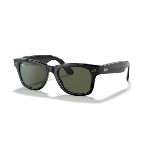 Ray Ban Stories Wayfarer Shiny Black G15 Green