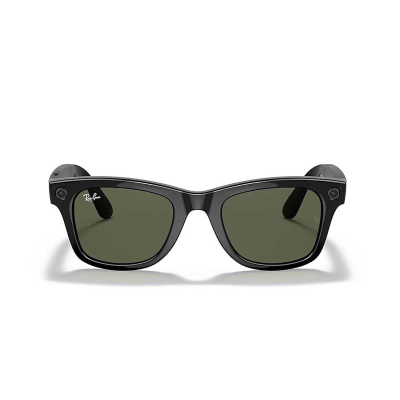 Ray Ban Stories Wayfarer L Shiny Black G15 Green