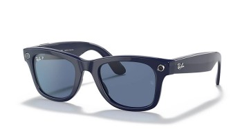 Ray Ban Stories Wayfarer Shiny Blue Dark Blue Polar